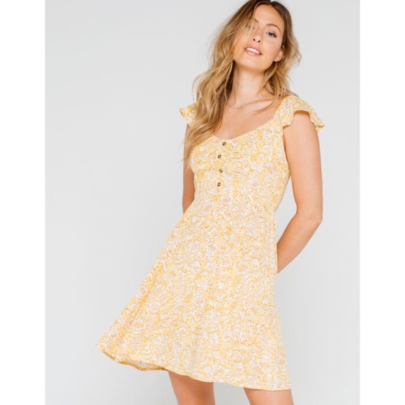 Billabong Yellow Floral Dress - Picture 2 of 9